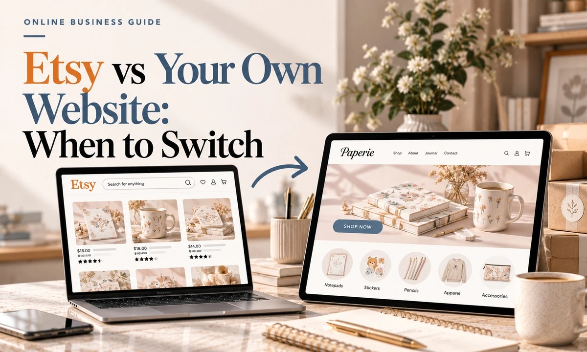 Etsy versus your own website compared on fees for small sellers