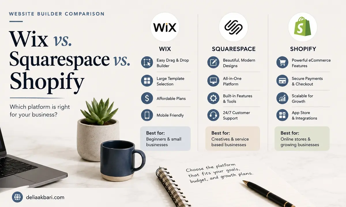 Wix vs Squarespace vs Shopify 2026 comparison