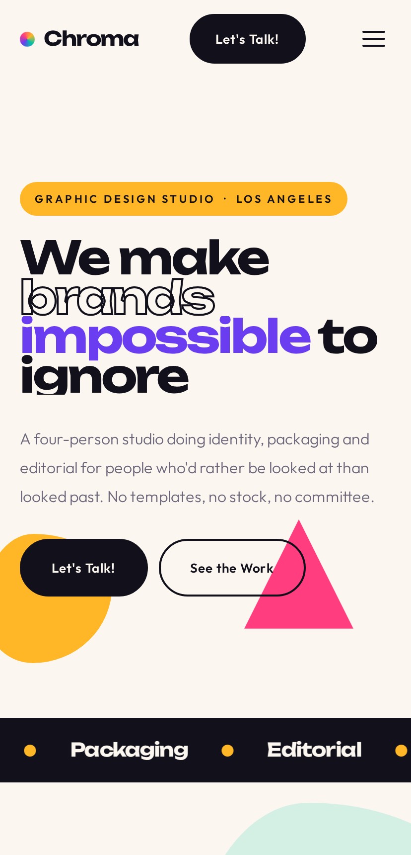 The same custom site on mobile