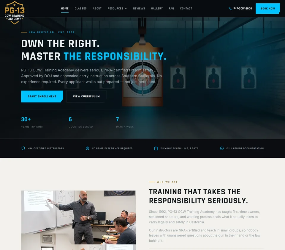 PG-13 CCW Training Academy website