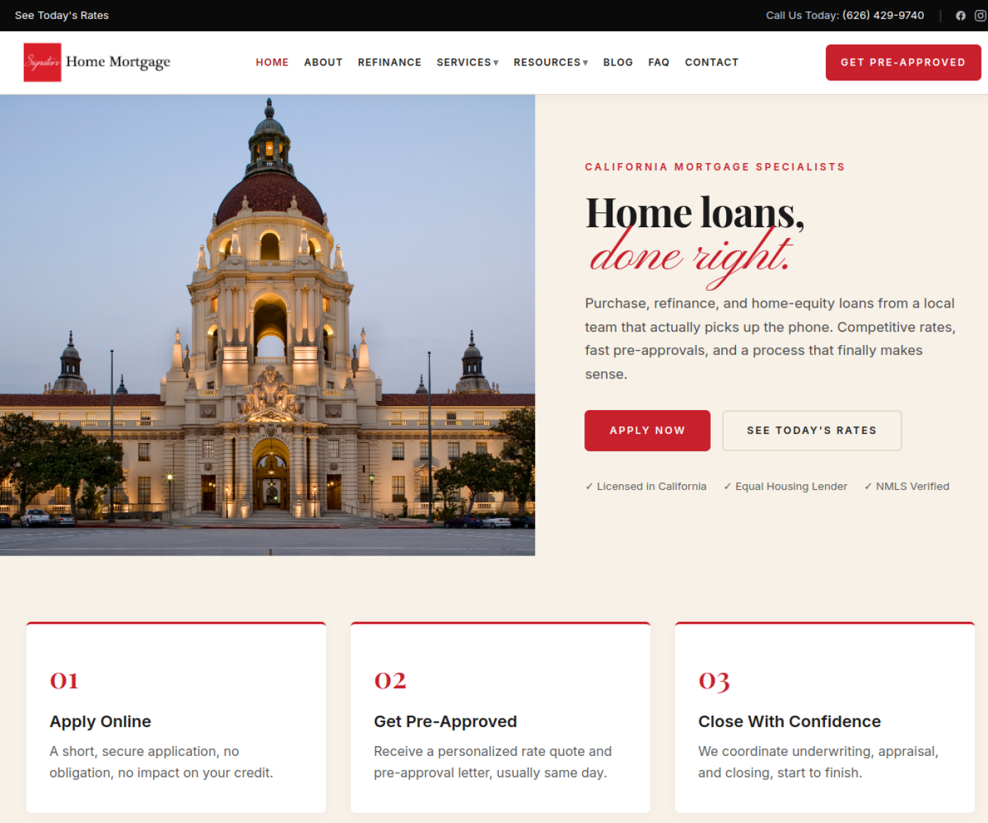 Signature Home Mortgage website