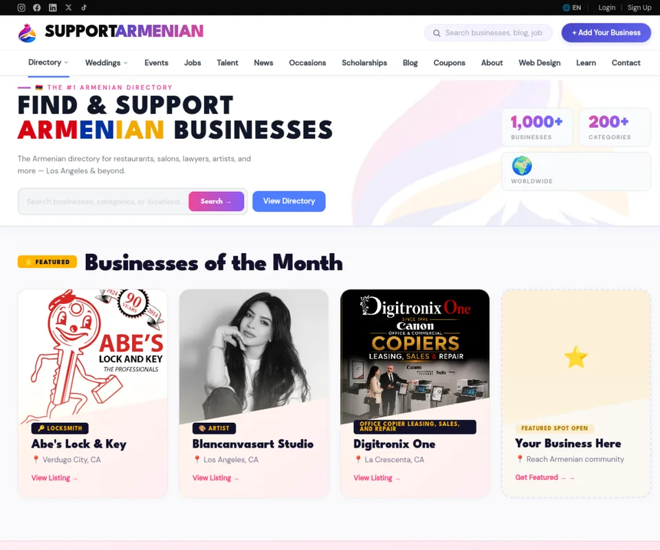 Support Armenian website
