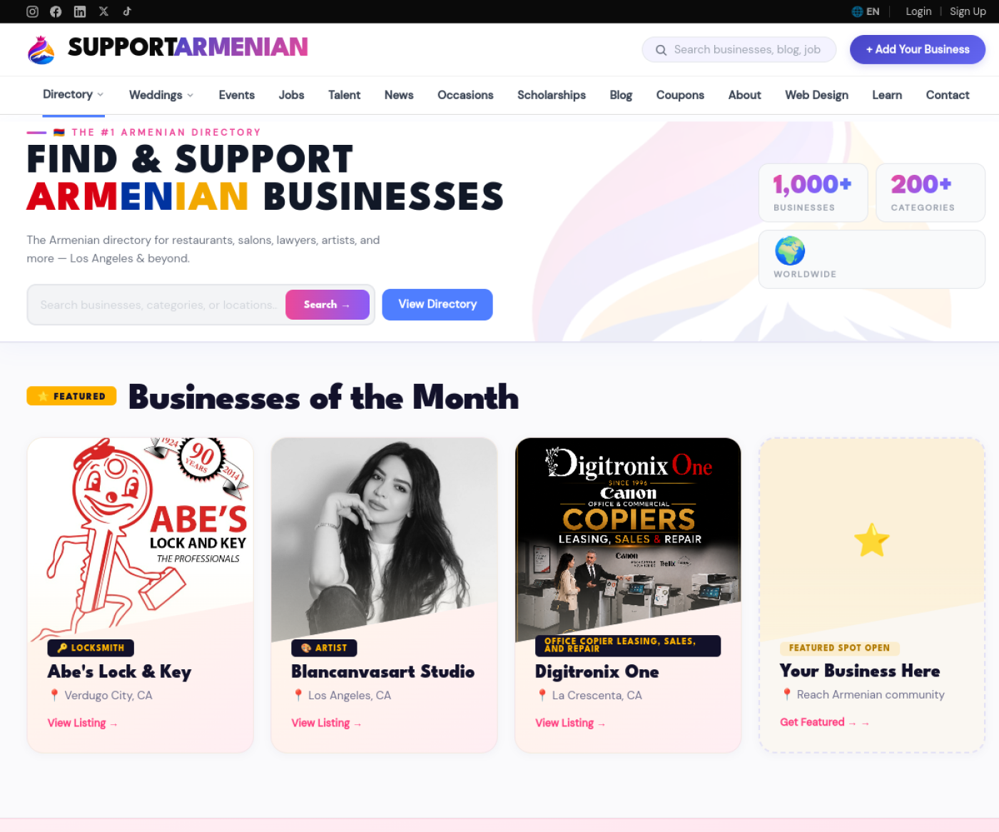 Support Armenian website