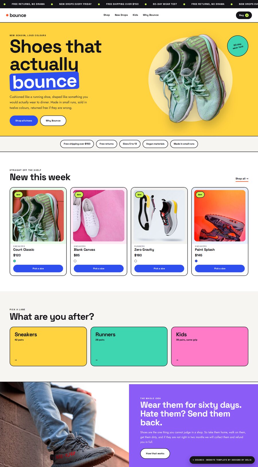 Bounce colorful shoe store design preview