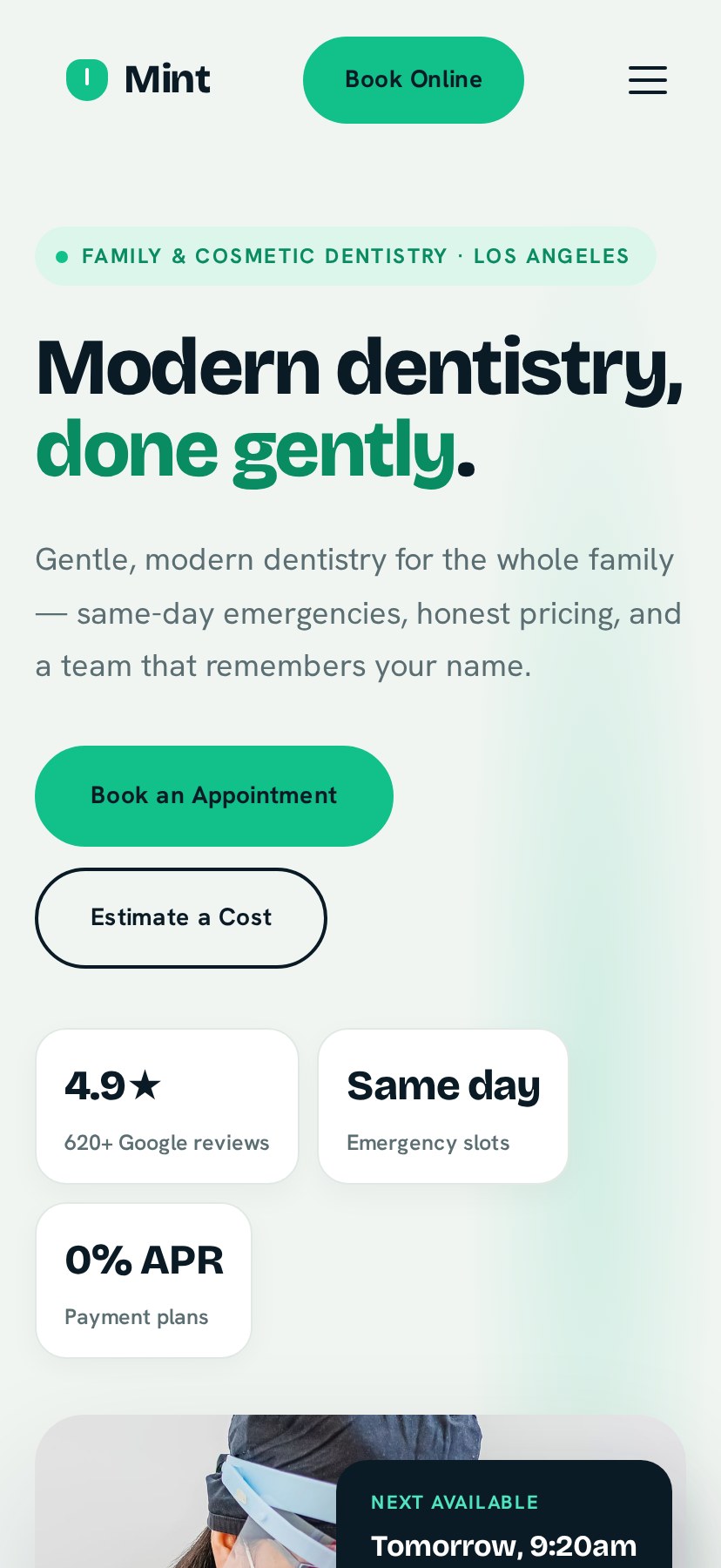 Mint mobile layout