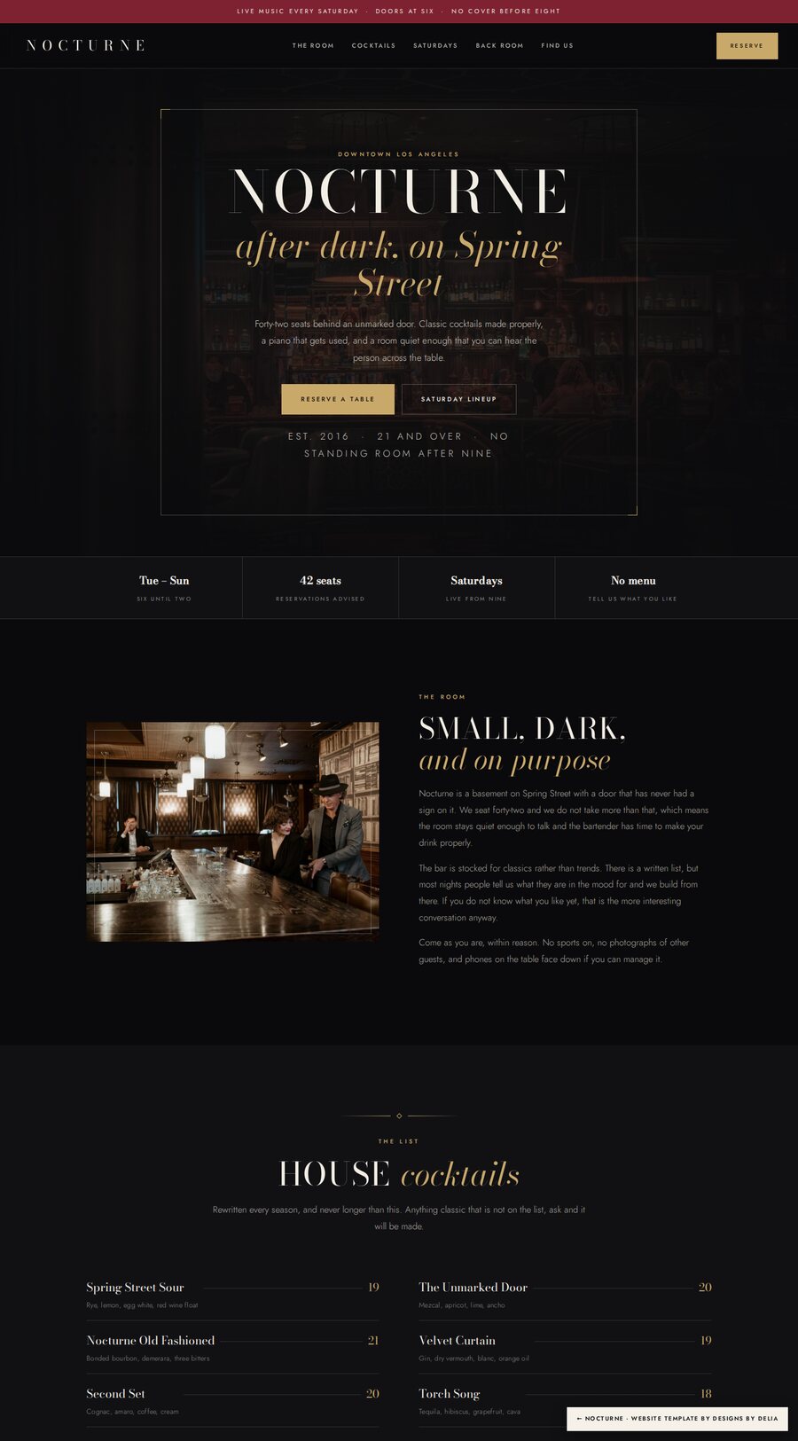 Nocturne speakeasy bar design preview