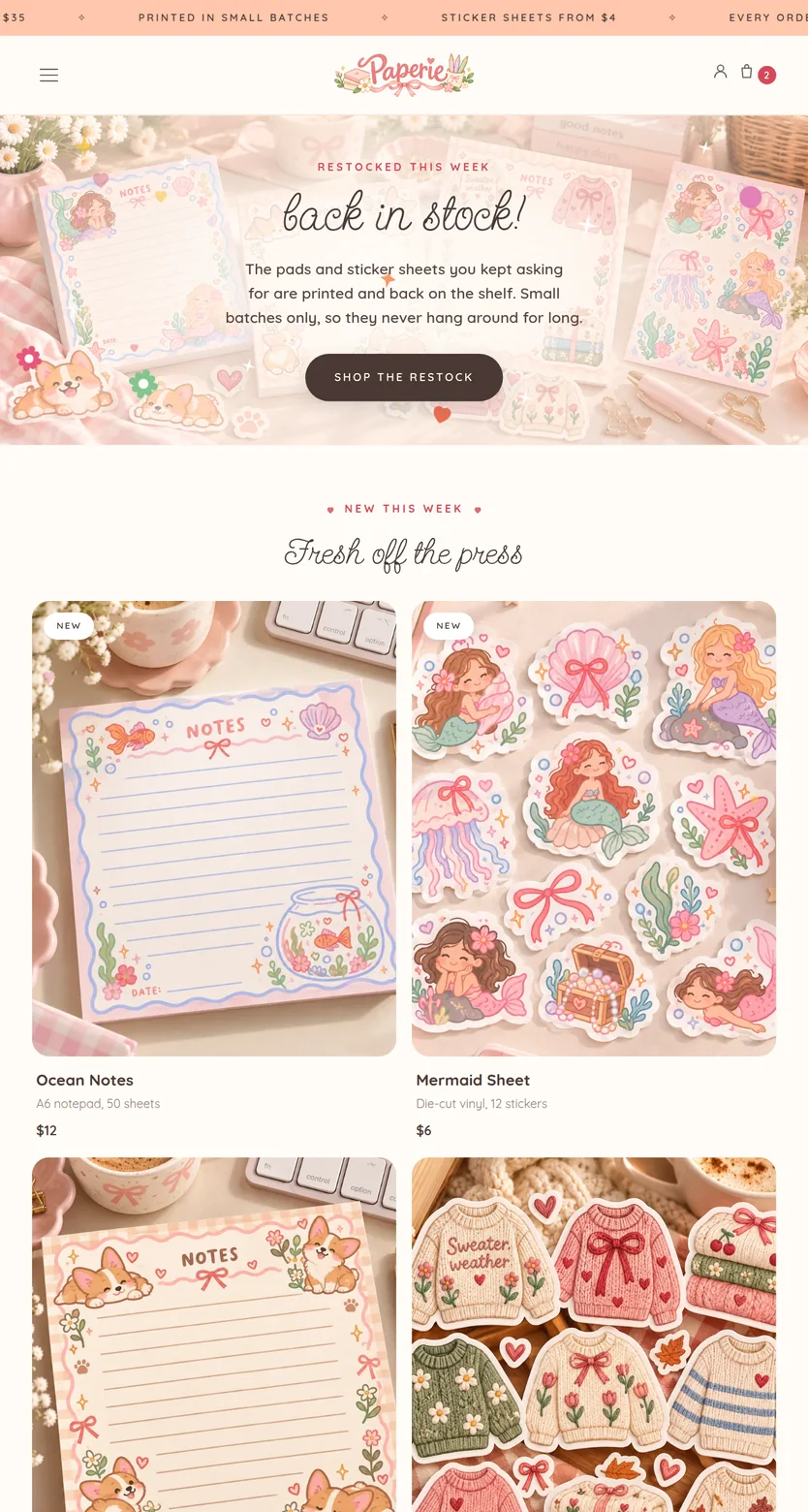 Paperie shown on a tablet