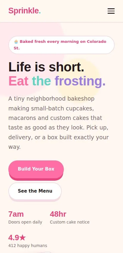 Sprinkle mobile layout