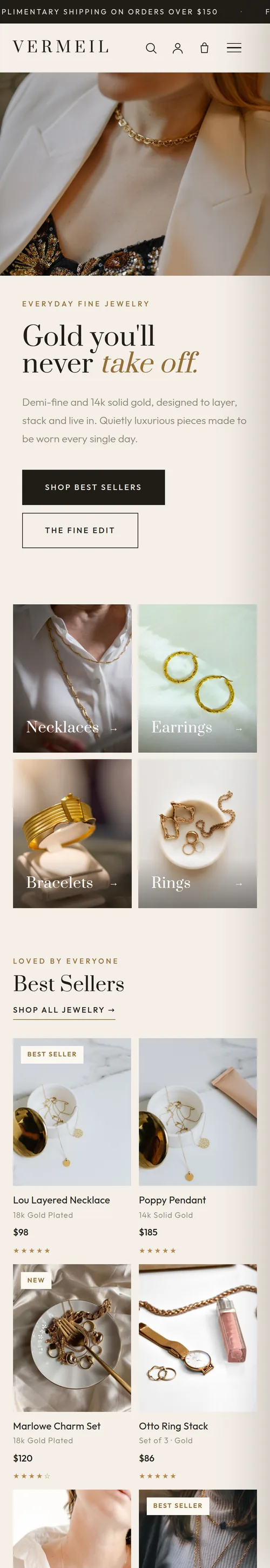 Vermeil shown on a phone