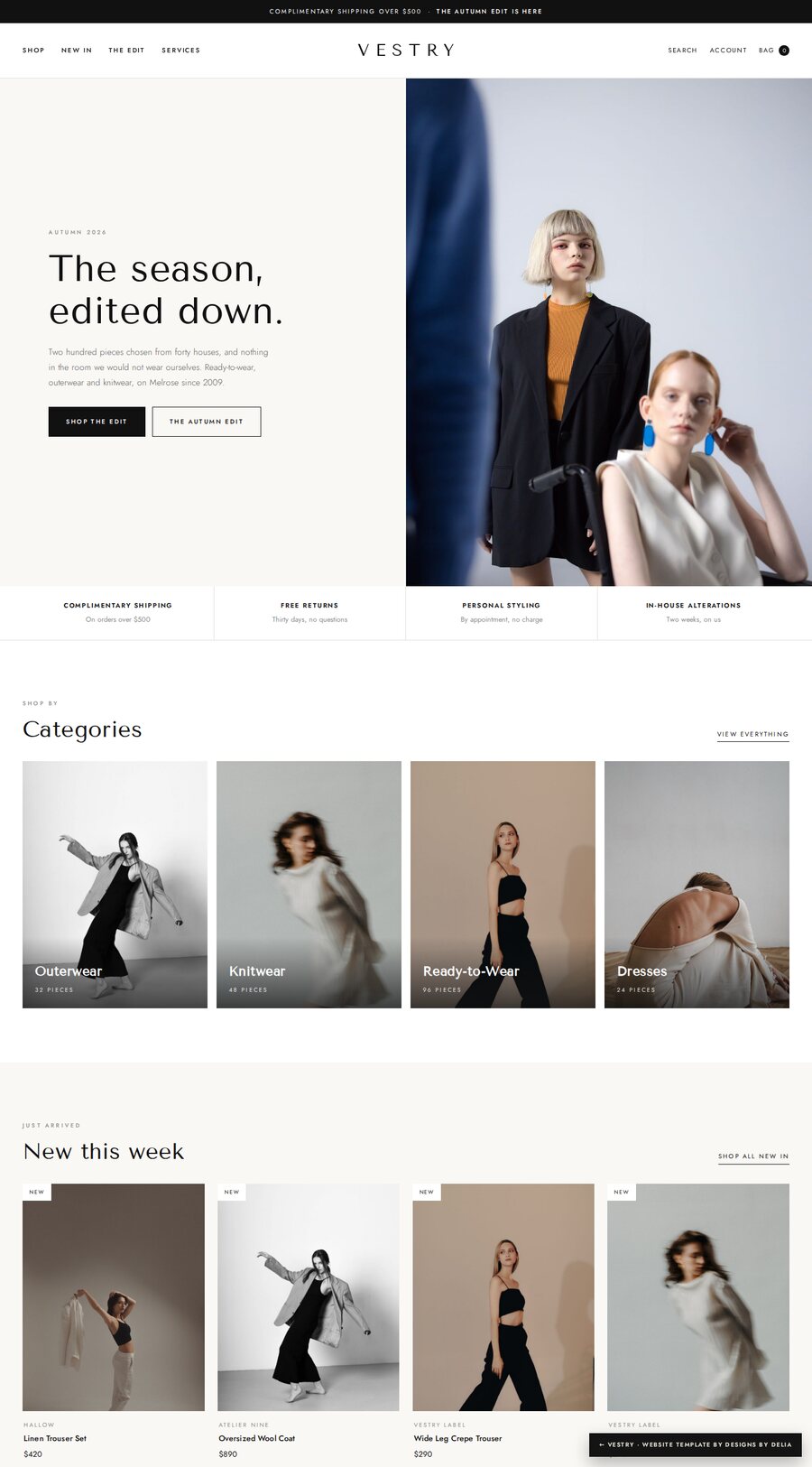 Vestry luxury clothing store design preview