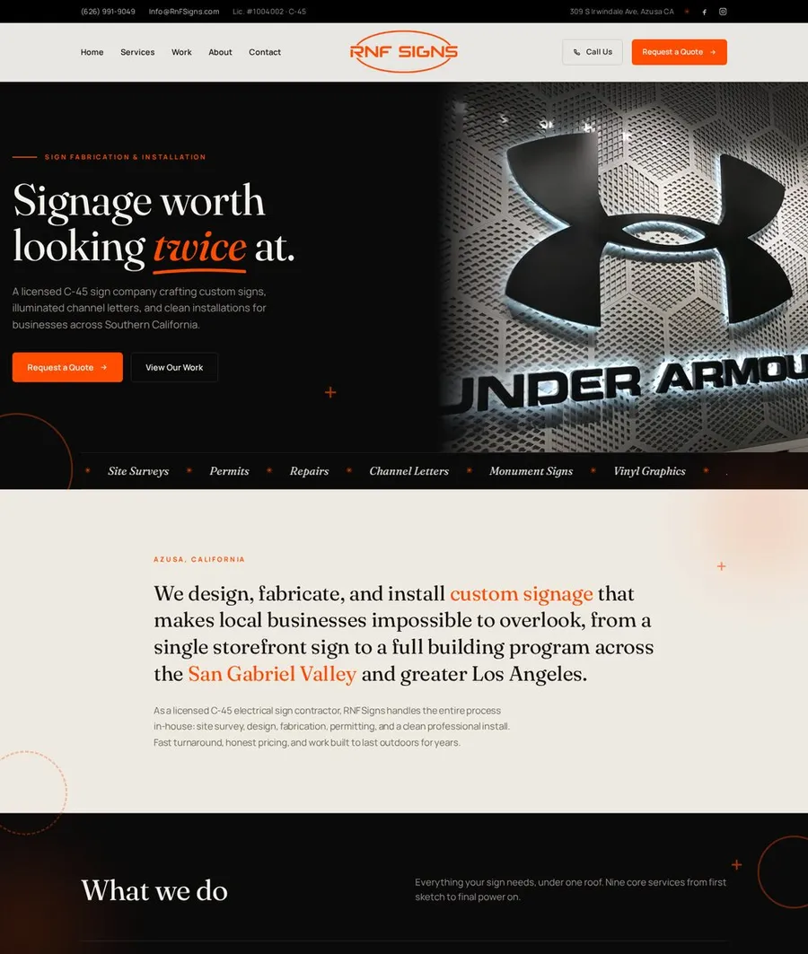 RNF Signs website in progress
