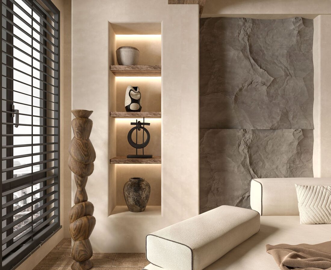 Travertine entry