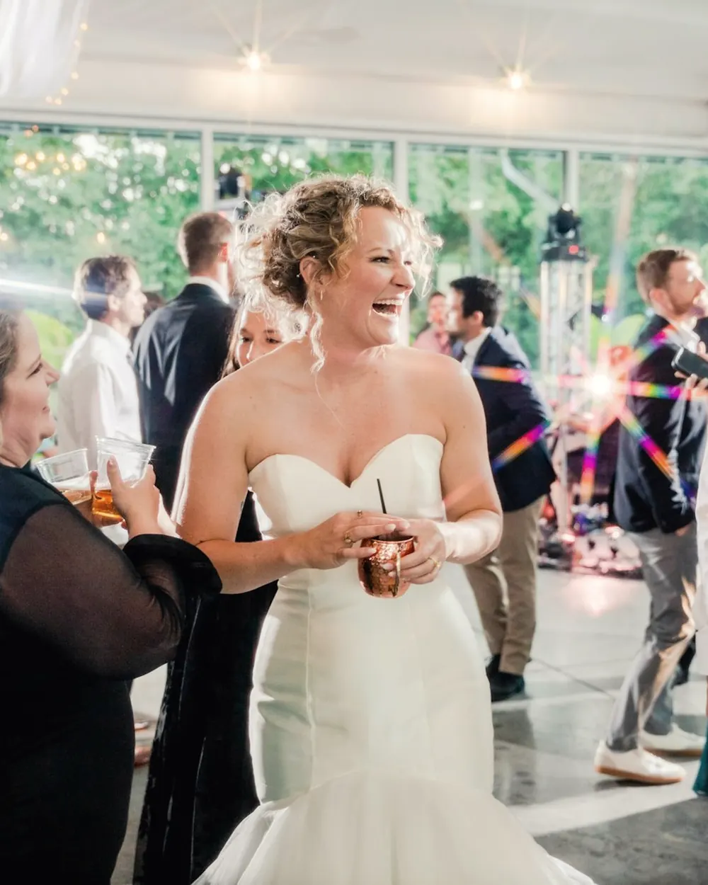 Couple laughing together after the ceremony