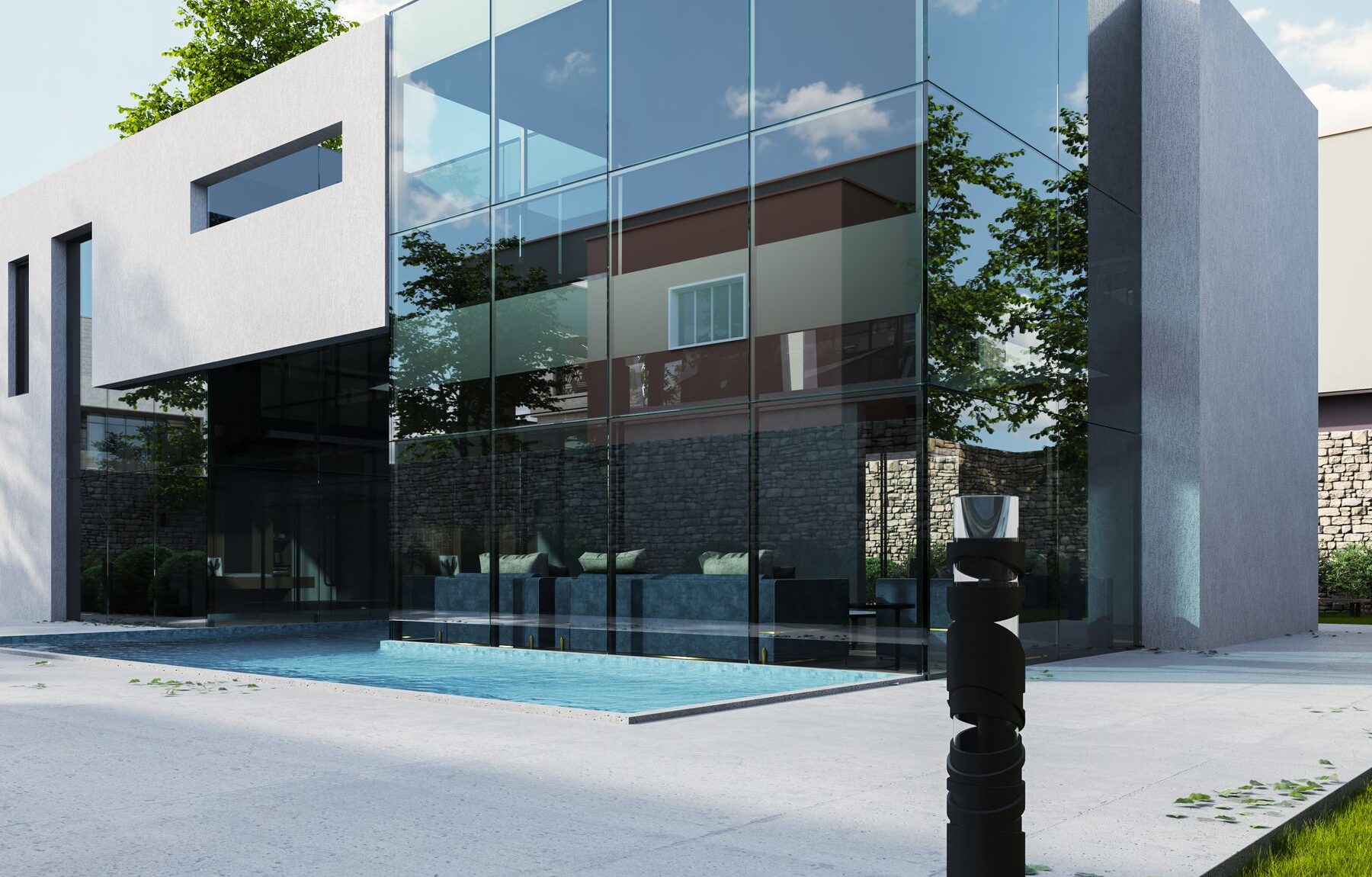 A completed contemporary residence