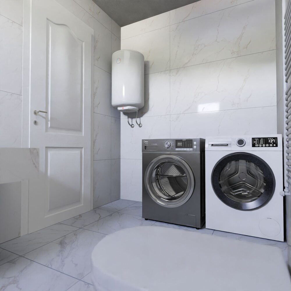 Laundry room water heater installation