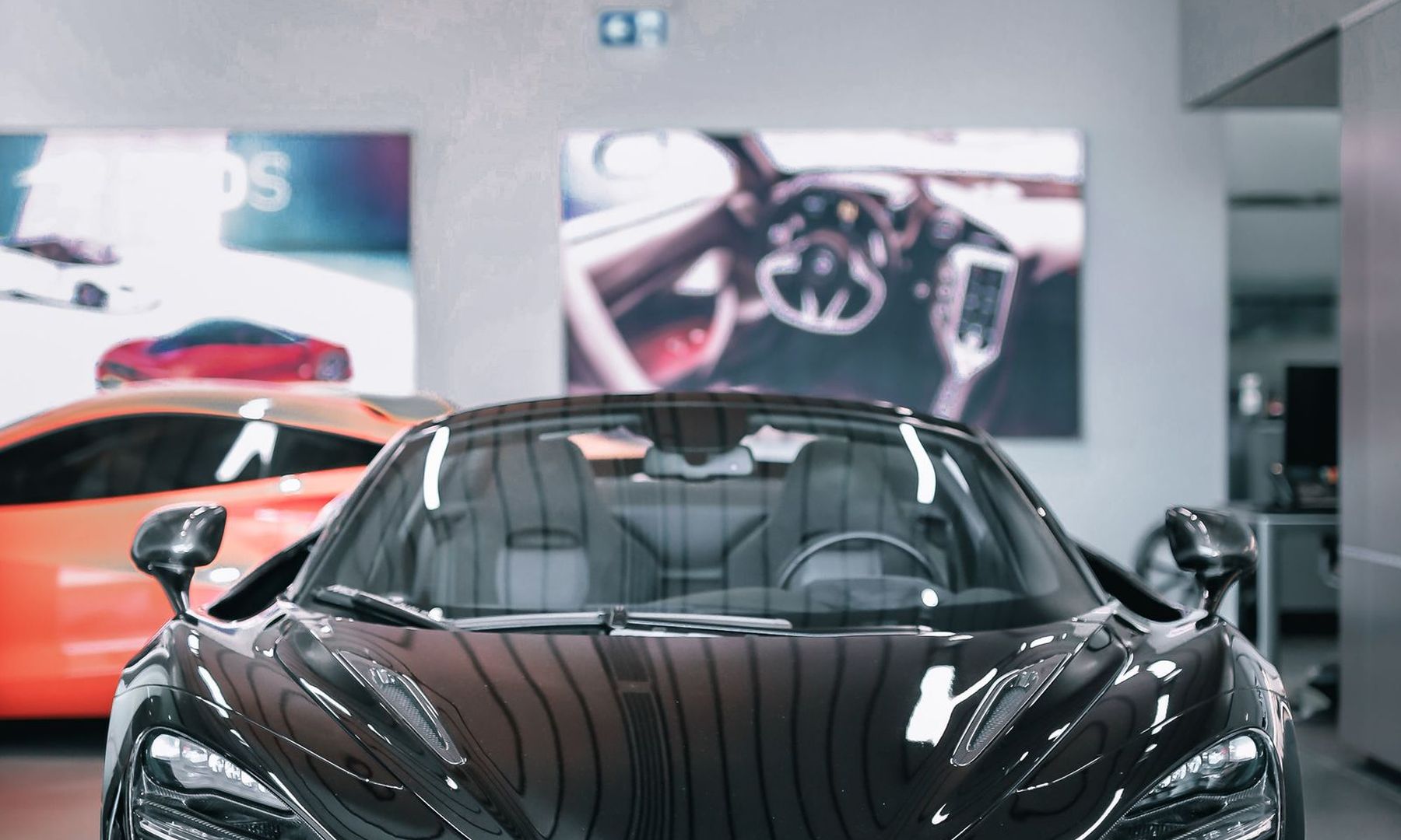 Luxury car in a modern showroom